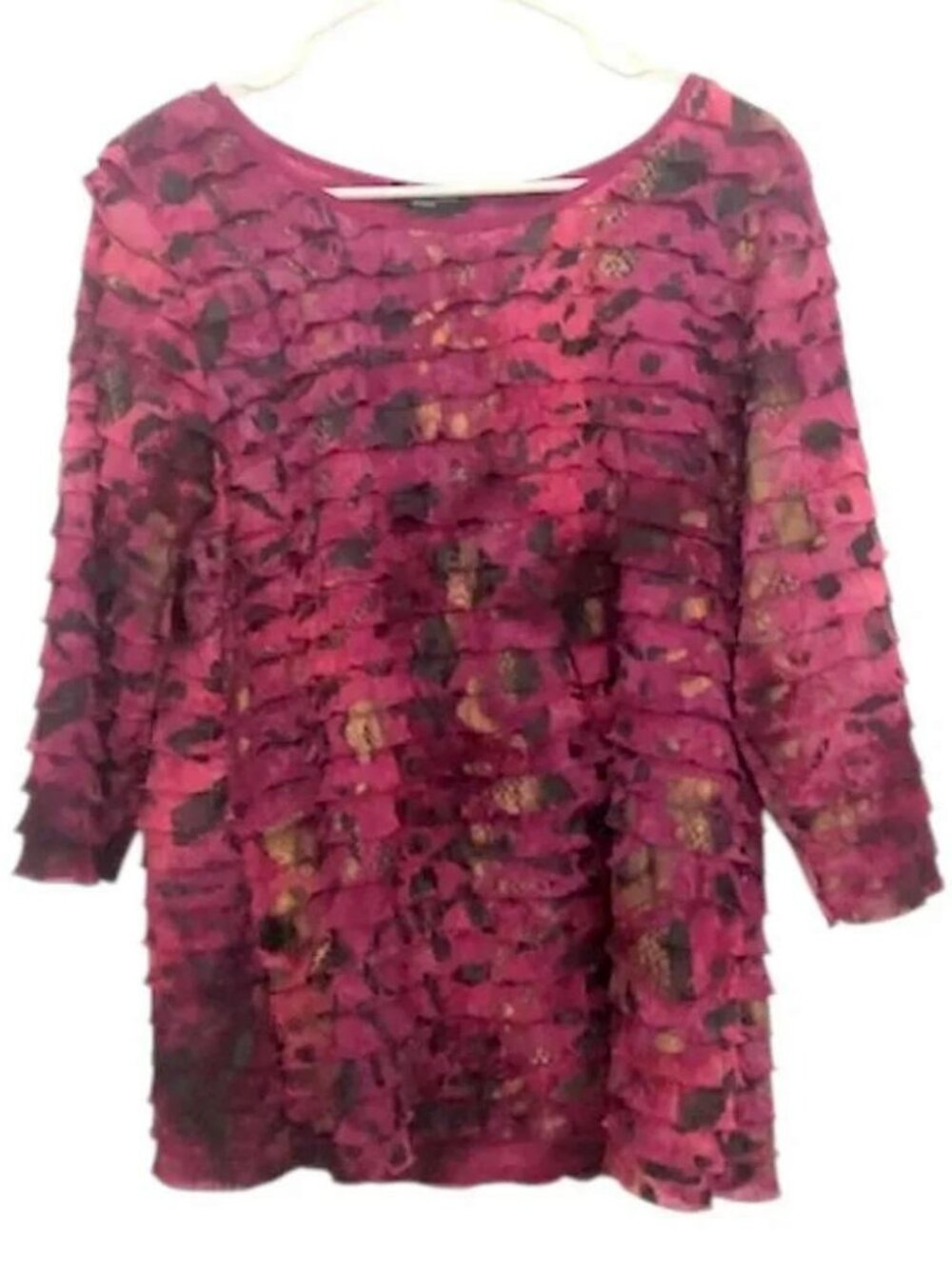 Notations Pink & Gold Layered Ruffle Top 1X